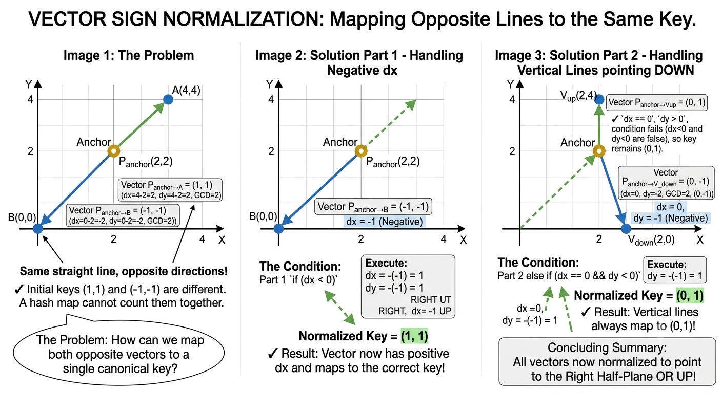 Vector sign normalization