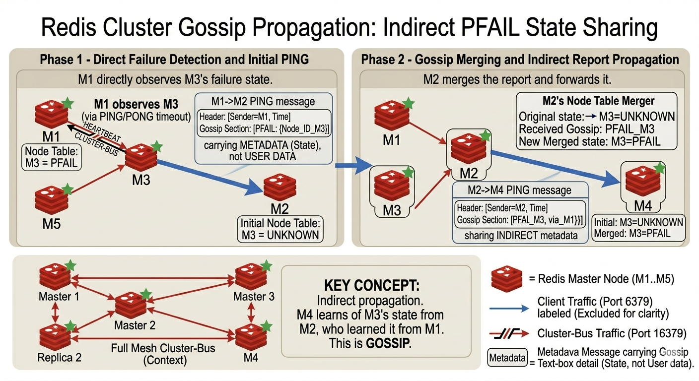 Redis Cluster gossip propagation